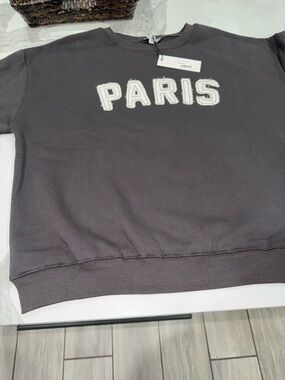 PARIS Appliqué Crewneck Sweatshirt - Gray